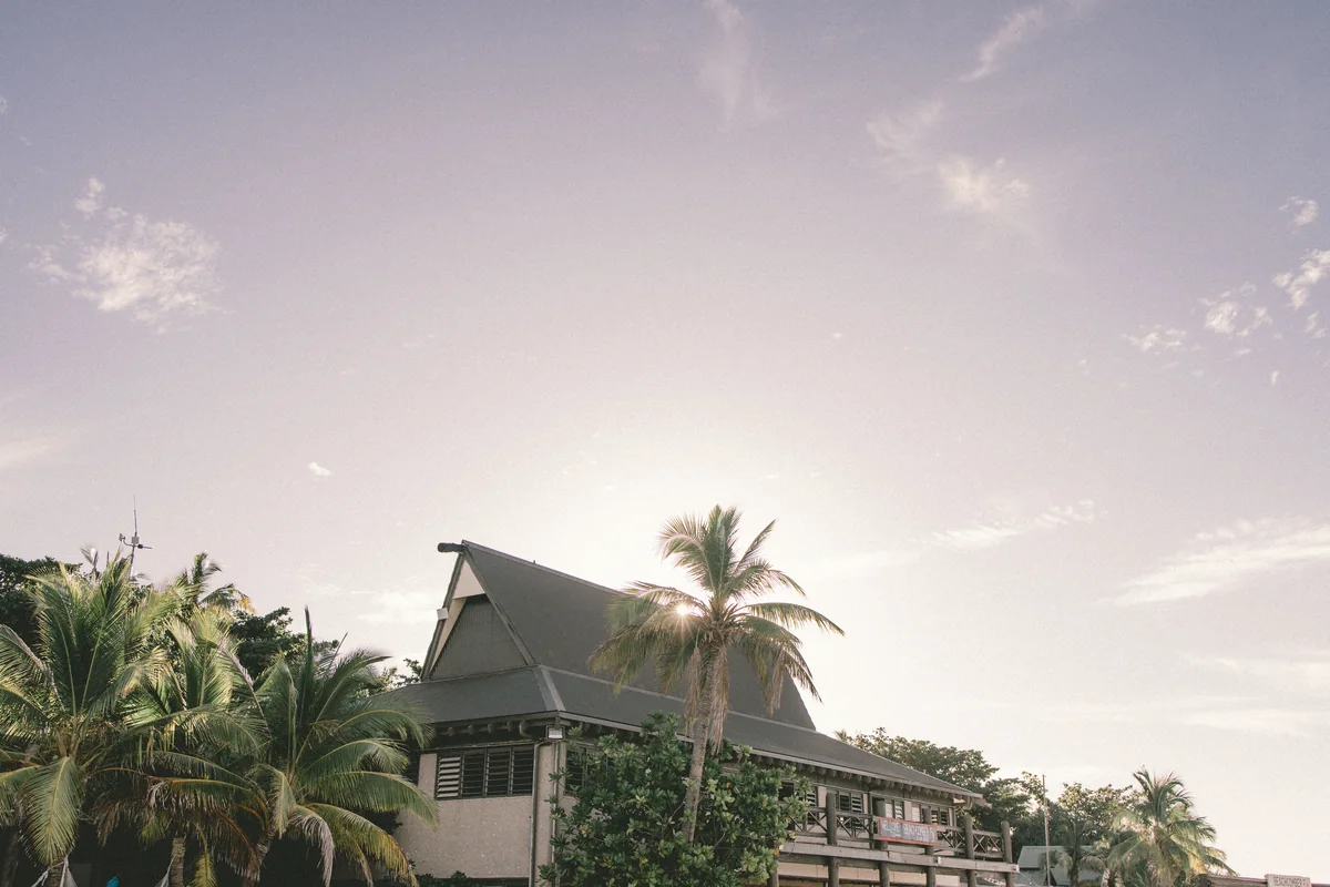 A palm-shaded building near Nadi, Fiji